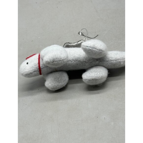 handmade Dinosaur Christmas tree ornament gray plush red bow soft 7" READ - Picture 3 of 5